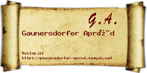 Gaunersdorfer Apród névjegykártya